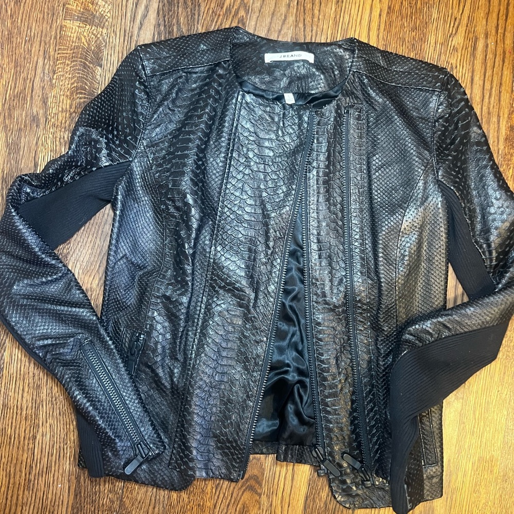 J Brand Textured Black Leather Jacket